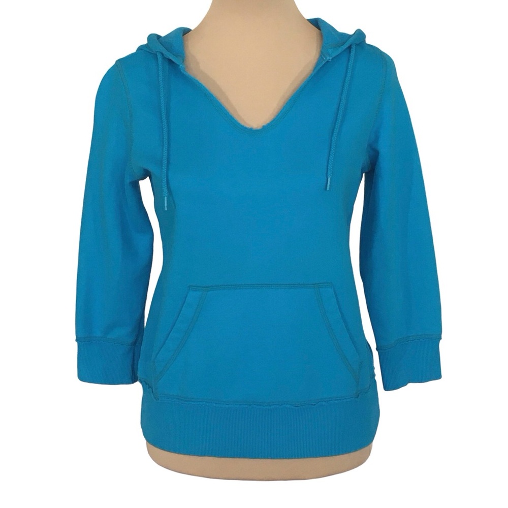 Old Navy Blue 3/4-Sleeve Pullover Hoodie, Women's Small